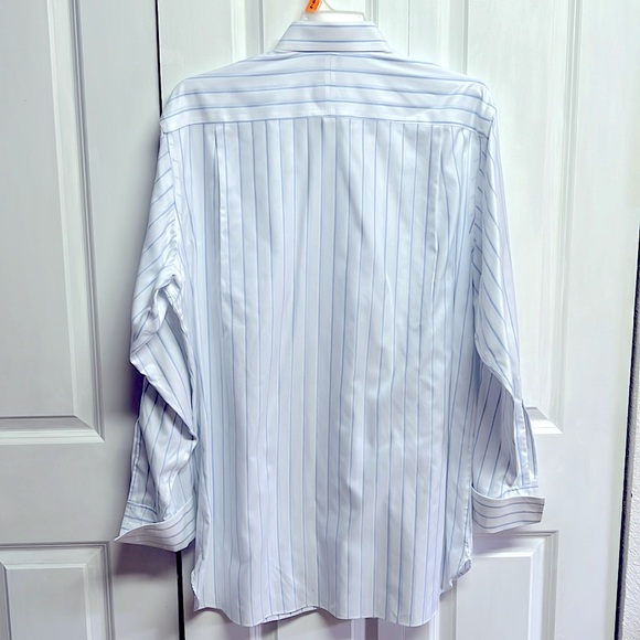 Jos a Banks White Blue Pocket French Long Sleeve Dress Shirt Size 17.50 - Picture 6 of 8